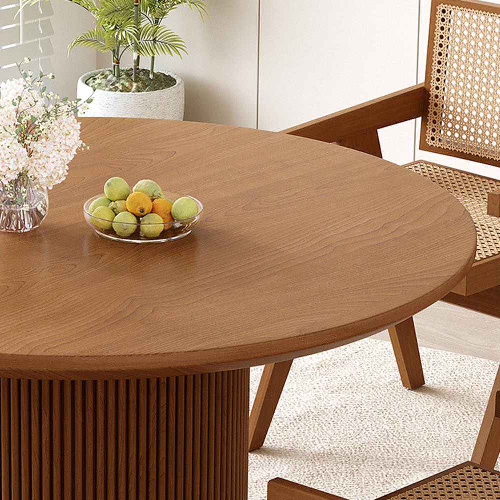 Brishher Japanese style solid wood round dining table set
